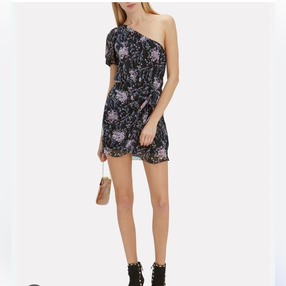 LoveShackFancy Peyton One-Shoulder Mini Dress XS
